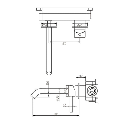 Wall Mounted Basin/Bath Mixer Matt Black
