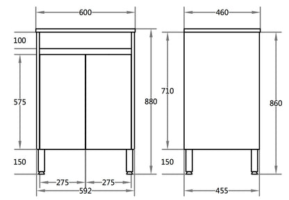White ployurethane PVC vanity Only Soft closing door (CABINET ONLY)