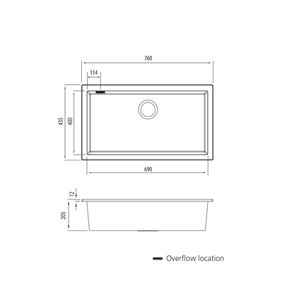 Santorini Black Mega Bowl Undermount Sink