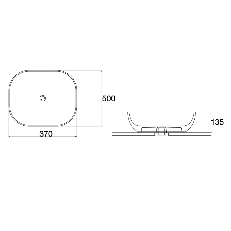 500*370*135mm Gloss White Above Counter Basin