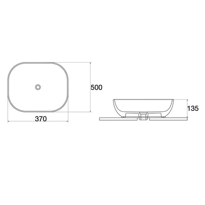 500*370*135mm Gloss White Above Counter Basin