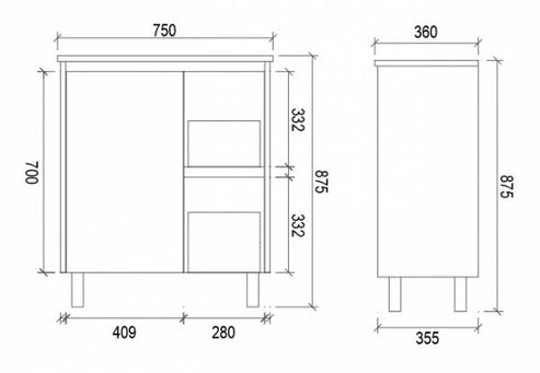 PVC Waterproof Cabinet 750x360x875 mm (CABINET ONLY)