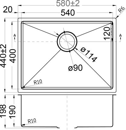 Eden Single Bowl Kitchen Sink 580 x 440mm PS540R