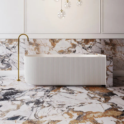 V-Groove Corner Back To Wall Bath Matte White, 1500mm Right Hand Corner