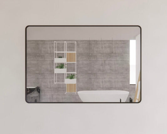RIVA FRAMED MIRROR RECTANGLE WALL MOUNTED BLACK 1200X800MM