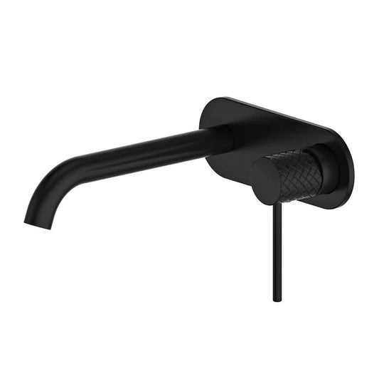 Greens Trance Wall Basin Mixer with Plate - Matte Black
