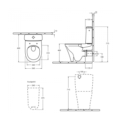 O.novo Style DirectFlush BTW P Trap Slim Seat