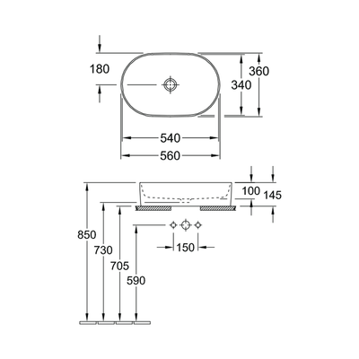 Collaro Oval Vessel Basin No Tap Hole | No Overflow