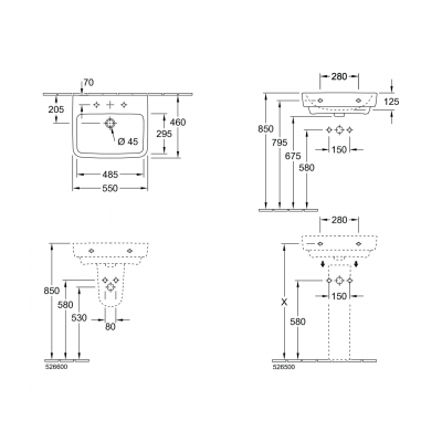 O.novo 2.0 550 Wall Basin NTH NO OF
