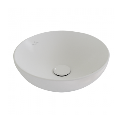 Loop Slim 380 Round Vessel Basin | Stone White No Taphole TitanCeram with CeramicPlus