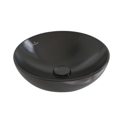 Loop Slim 380 Round Vessel Basin | Ebony No Taphole TitanCeram with CeramicPlus