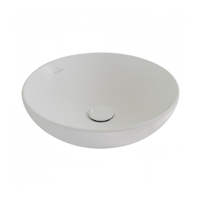 Loop Slim 420 Round Vessel Basin | Stone White No Taphole TitanCeram with CeramicPlus