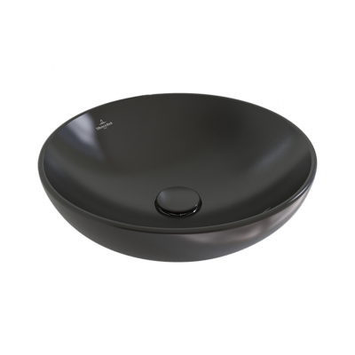 Loop Slim 420 Round Vessel Basin | Ebony No Taphole TitanCeram with CeramicPlus