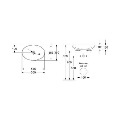 Loop Slim 560 Oval Vessel Basin | Stone White No Taphole TitanCeram with CeramicPlus