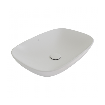 Loop Slim 560 Rect Vessel Basin | Stone White No Taphole TitanCeram with CeramicPlus