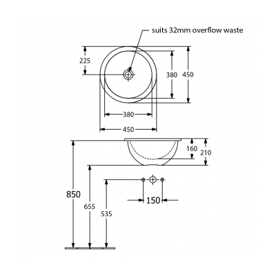 Loop Slim 450 Round DI Basin NTH |
