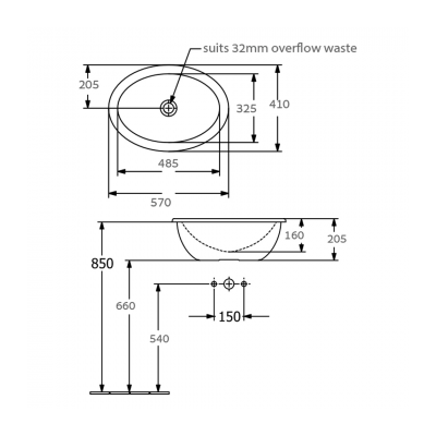 Loop Slim 570 Oval DI Basin NTH |