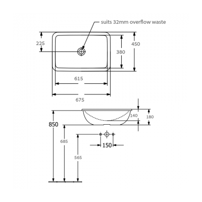 Loop Slim 675 Rect DI Basin NTH |