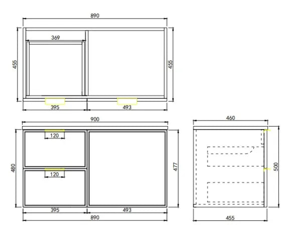 Madura Federation Wall Hung Cabinet Matte Black LK-FM94LW-MB