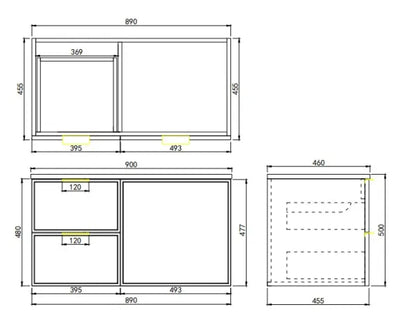 Madura Federation Wall Hung Cabinet Matte Black LK-FM94LW-MB