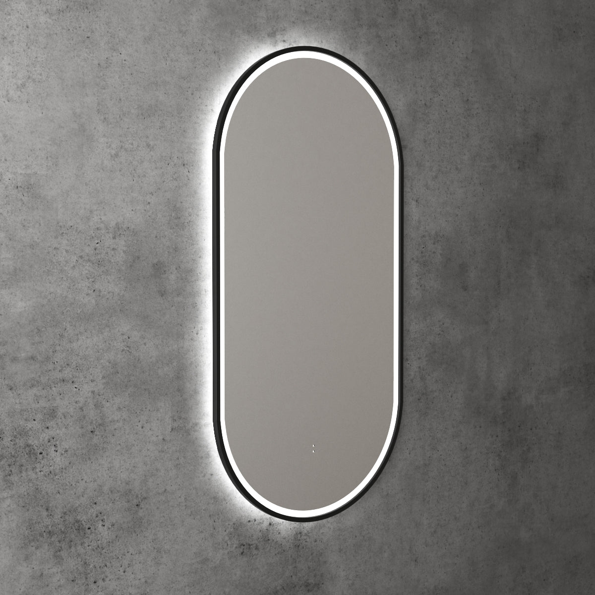 Beau Monde Oblong Pill LED Mirror Matte Black