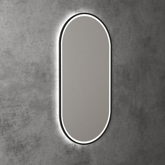 Beau Monde Oblong Pill LED Mirror Matte Black