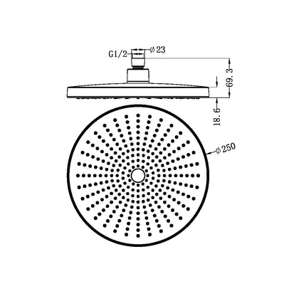 OPAL 250MM SHOWER HEAD GRAPHITE