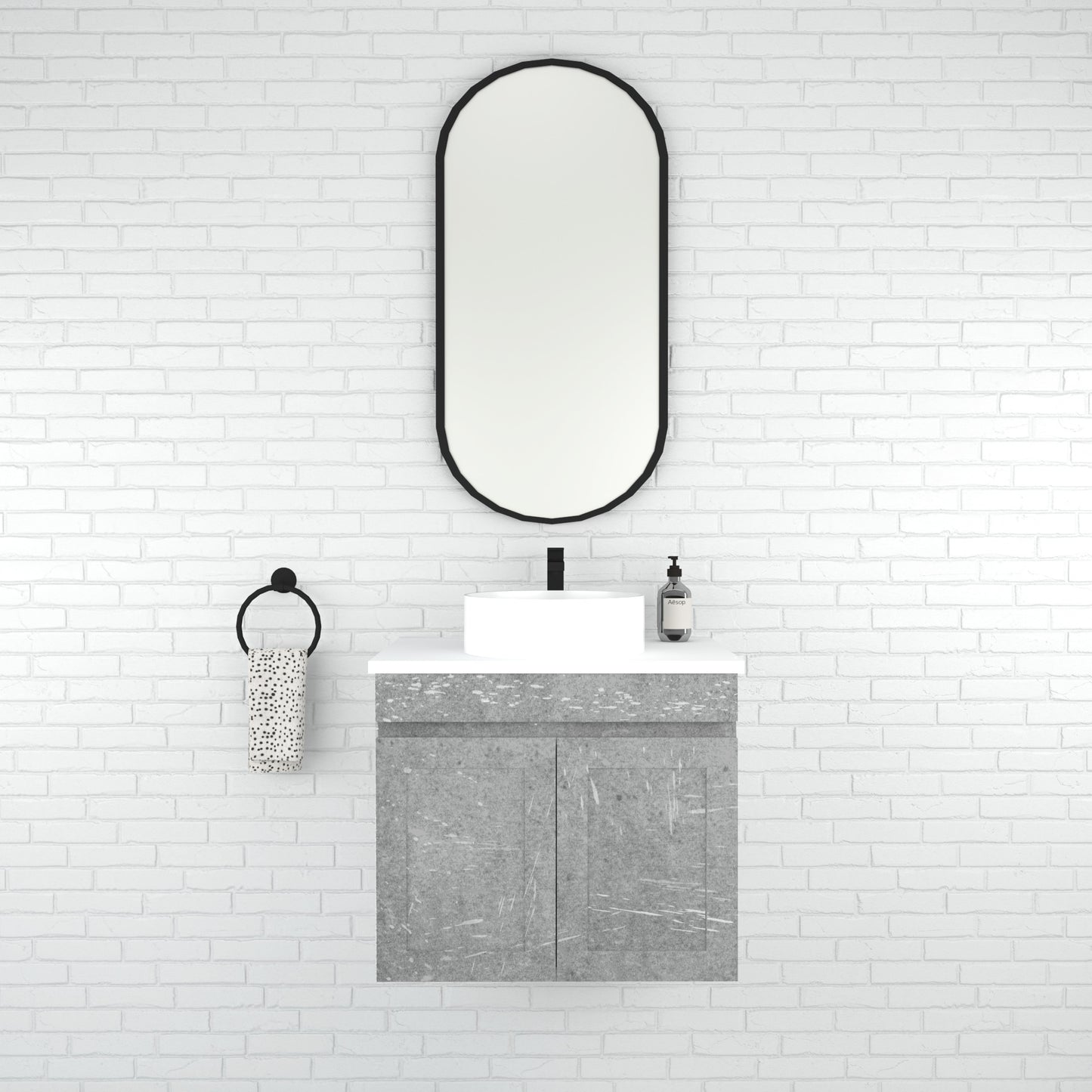 Boston 600mm Wall Hung Vanity with Ceramic Top