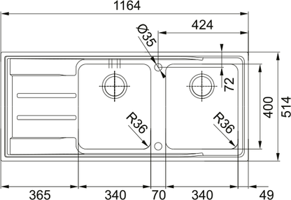 ANX221LHD Aton Double Bowl Sink