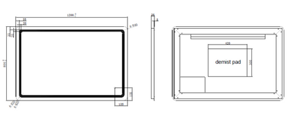 Riva S2 Frameless Rectangle Led Mirror With 3 Colour Lights Frontlit 1200mm