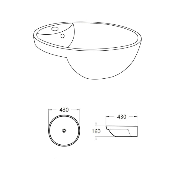Orbi Fine Ceramic Semi Ress Basin LK-OSR430