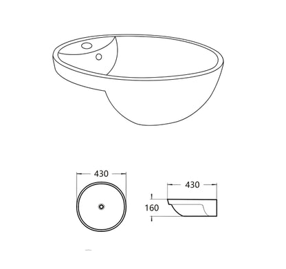 Orbi Fine Ceramic Semi Ress Basin LK-OSR430