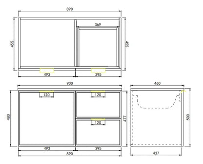 Madura Federation Wall Hung Cabinet Matte Black LK-FM94RW-MB