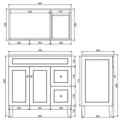 Harold Federation Free Standing Cabinet Matte White LK-FH94RL-MW