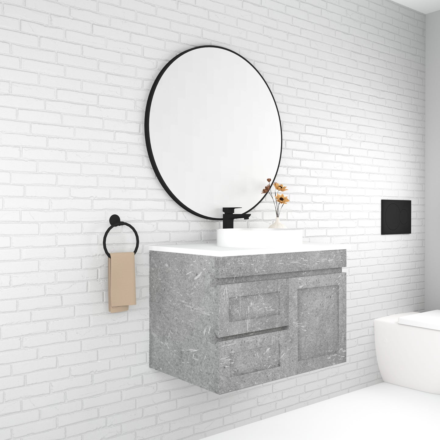 Boston 750mm Wall Hung Vanity with Ceramic Top