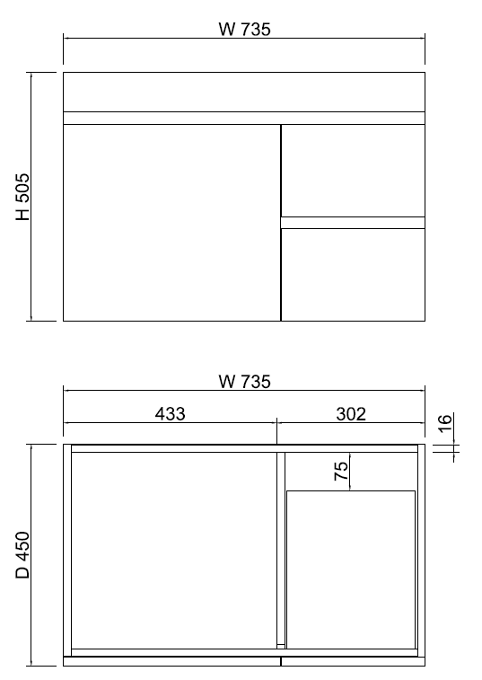 Less 750mm Gloss White Wall Hung Vanity with Ceramic Top