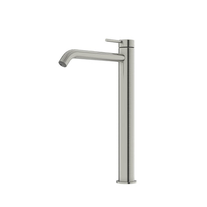 Curved High Rise Basin Mixer Brushed Stainless Stee