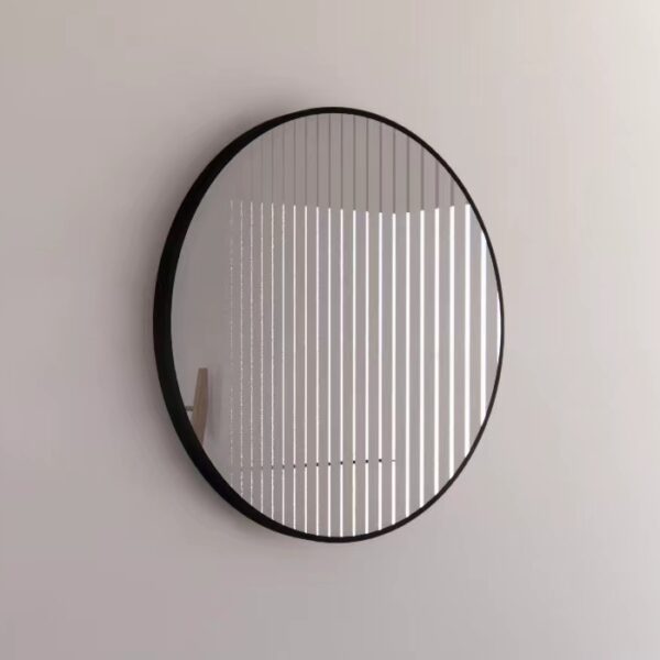 RIVA FRAMED ROUND MIRROR WALL MOUNTED BLACK 800X800MM
