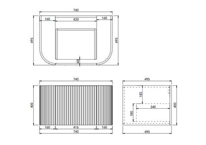 Agena Modern Fluted Wall Hung Vanity PVC Cabinet  (CABINET ONLY)