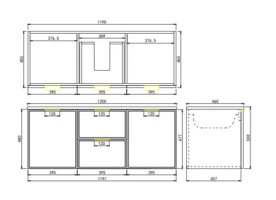 Madura Federation Wall Hung Cabinet Matte Black LK-FM1221W-MB