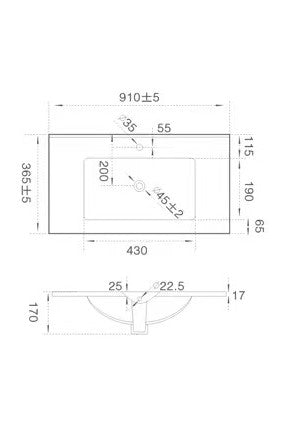 Ceramic Top 900x360mm 1 TH