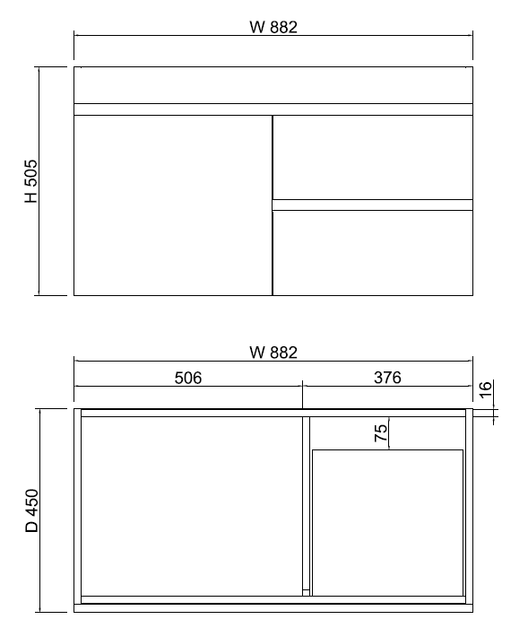 Less 900mm Gloss White Wall Hung Vanity with Ceramic Top