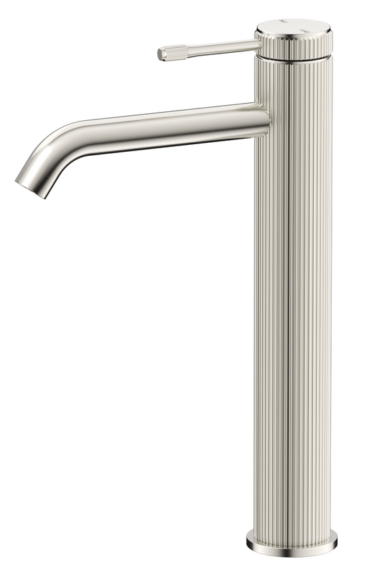 Mica Fluted Tall Basin Mixer Brushed Nickel