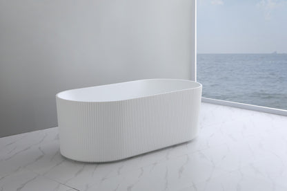 Ally Groove 1700mm Oval Freestanding Bath Matte White