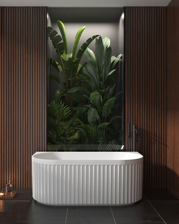 1500x750x580mm Matte White Back to Wall Bathtub