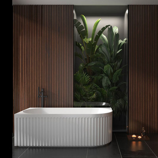 1500x750x580mm Matte White Left Corner Bathtub