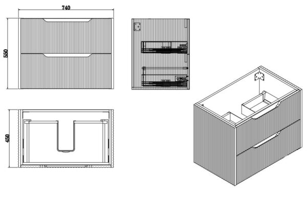 Bali Matte White 750mm Wall Hung Vanity with Ceramic Top