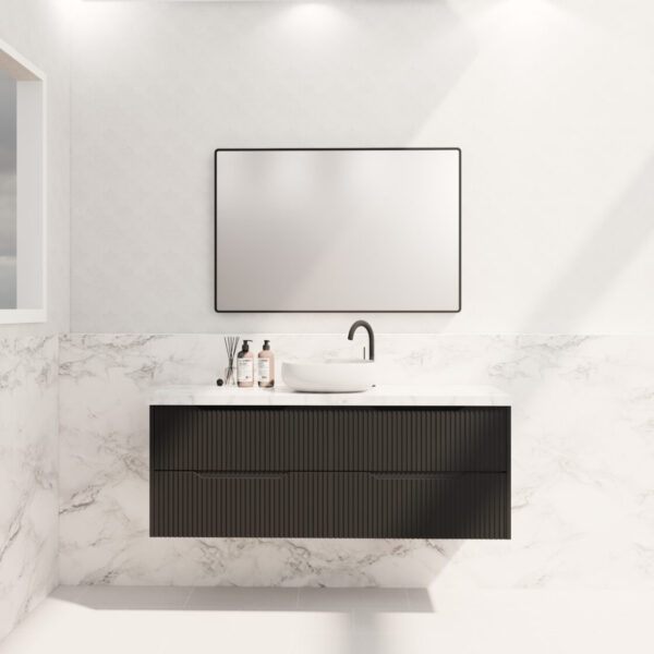 Bali Matte Black 1500mm Wall Hung Vanity with Ceramic Top