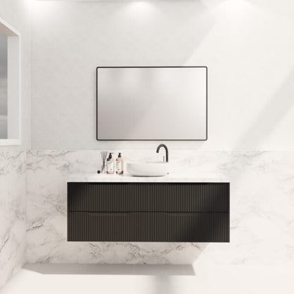 Bali Matte Black 1500mm Wall Hung Vanity with Ceramic Top