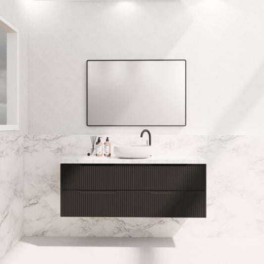 Bali Matte Black 1500mm Wall Hung Vanity with Ceramic Top